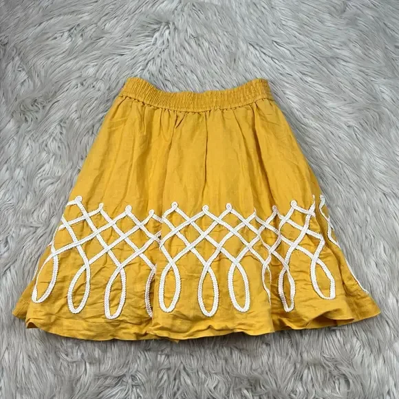 Girls of Savoy Women's 0 Yellow Sugar Work Skirt A-Line Embroidered Appliqué - Picture 7 of 8